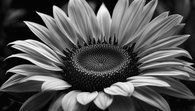 gambar bunga matahari hitam putih