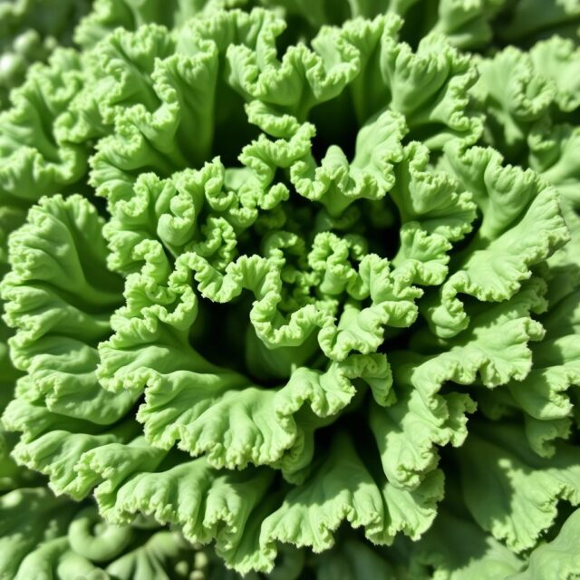Kale Curly dengan daun hijau bergelombang dan keriting