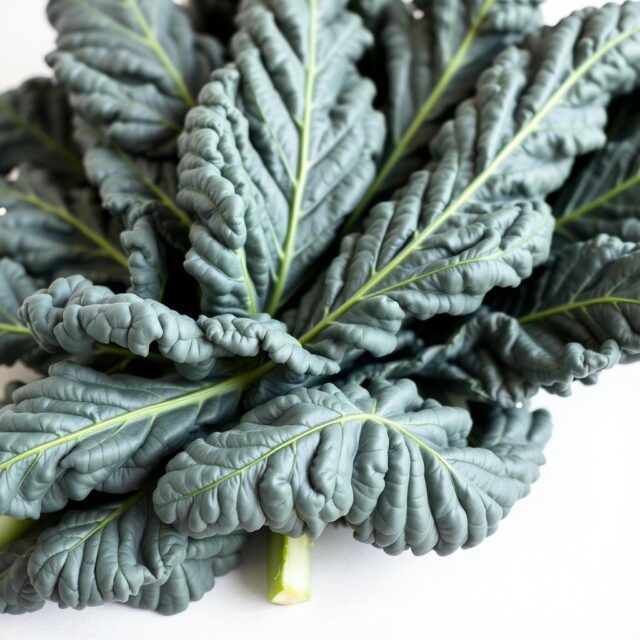 Kale Nero (Tuscan Kale) dengan daun memanjang berwarna hijau gelap