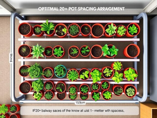 Pengaturan jarak pot yang optimal pada kebun vertikal balkon 1 meter Pengaturan jarak pot yang optimal pada kebun vertikal balkon 1 meter
