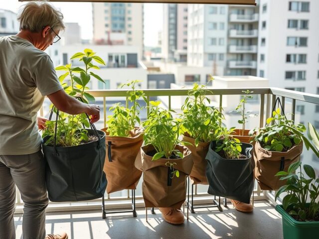 Rotasi planter bag untuk paparan sinar matahari yang merata Rotasi planter bag untuk paparan sinar matahari yang merata