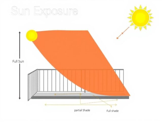 Balkon dengan analisis area paparan sinar matahari untuk urban farming