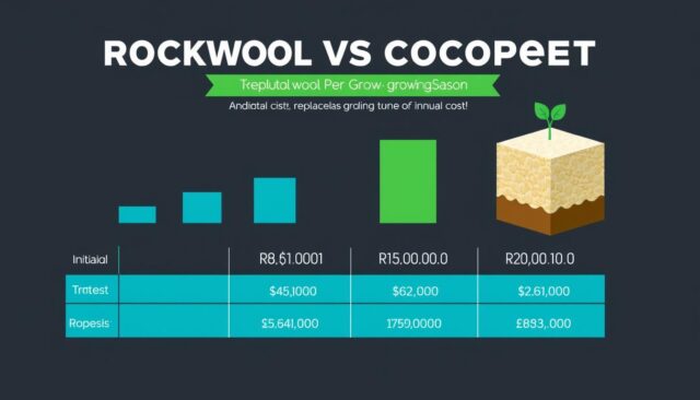 Grafik perbandingan biaya Rockwool dan Cocopeat per musim tanam Grafik perbandingan biaya Rockwool dan Cocopeat per musim tanam