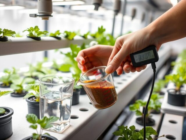 Pengukuran dan penambahan nutrisi untuk solusi daun kuning di hidroponik