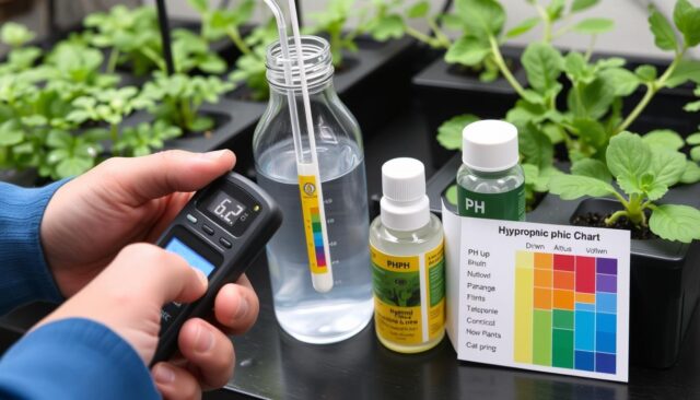 Pengukuran pH larutan nutrisi hidroponik Pengukuran pH larutan nutrisi hidroponik