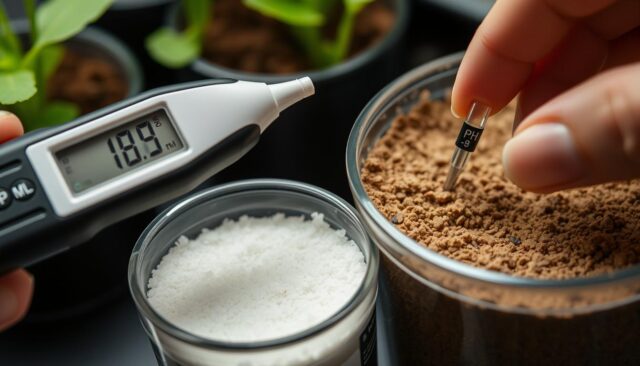 Pengukuran pH pada media tanam Rockwool dan Cocopeat dengan pH meter Pengukuran pH pada media tanam Rockwool dan Cocopeat dengan pH meter