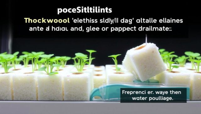 Posisi rockwool yang tepat dengan sedikit kemiringan untuk membantu drainase dan menjaga kelembapan agar akar sehat Posisi rockwool yang tepat dengan sedikit kemiringan untuk membantu drainase dan menjaga kelembapan agar akar sehat