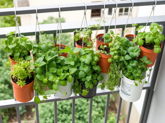 Sistem pot gantung untuk urban farming di balkon apartemen