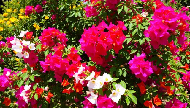 Taman dengan beragam warna Bunga Bugenvil Meledak Mekar